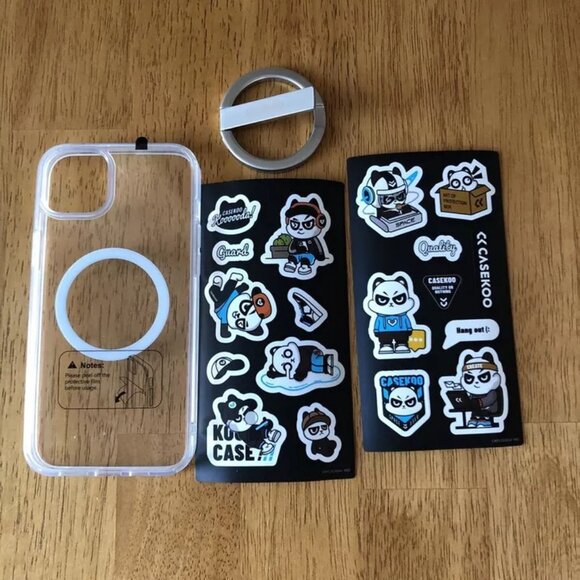 CaseKoo Apple iPhone 14 Plus Transparent Case Magsafe Kickstand & Sticker - Picture 4 of 8